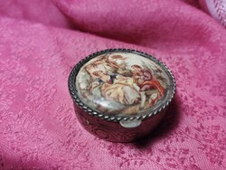 Antique jewelry box, box with baroque scenes