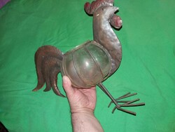 Antique art deco industrial artist fluted glass vase in copper rooster figural holder 42x28cm according to the pictures