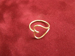 Women's gold heart ring, for little finger