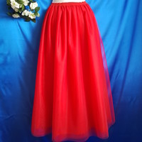 Wedding asz36d - 5-layer red maxi tulle skirt