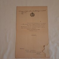 A magyar királyi vallás és közoktatási miniszter levele államtitkár aláírásával  1913.