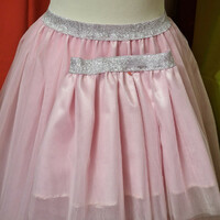 Wedding asz36h48 - 5-layer maxi powder pink mother-daughter tulle skirt with glitter waist