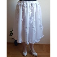 Wedding asz43 - short bridal skirt in white, embroidered with 3d flowers