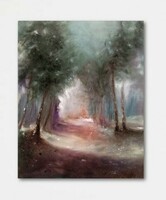 Romantic landscape - oil painting on lined canvas