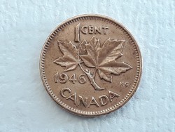 Kanada 1 Cent 1946 VI. György érme - Kanadai 1 Cent 1946 külföldi pénzérme