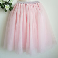Wedding asz29f - 5-layer pink midi tulle skirt with a shiny waist