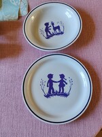 Zsolnay porcelán gyerek tányér párban, lapos és mély