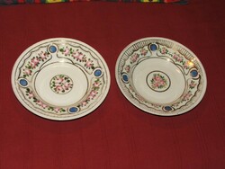 Antique porcelain wall plates painted rose, gilded - 2 pcs.