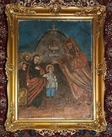 Christmas auction! From HUF 1! Bought at Báv (around 2000), 18th century antique Russian holy picture/icon!