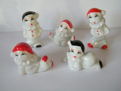 Mini porcelain pierrot clown figures 5 pcs