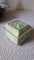 Beautiful relief, gilded porcelain jewelry holder, bonbonnier, box