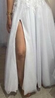 Wedding asz51 - maxi snow-white muslin skirt with an open front