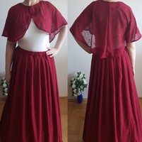 Wedding asz45b - embroidered long burgundy muslin skirt
