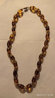 Vintage Murano? Women's glass necklace, jewelry strung with yellow striped eyes