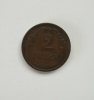 Bronze 2-filer 1938 Horthy era coin of the Kingdom of Hungary