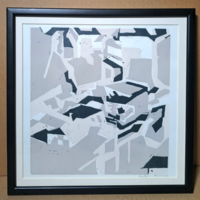Barbara keidel (1939-2021) abstract linocut, modern graphics by the German artist