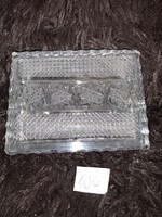 A lead crystal rectangular shaped bonbonier, storage, offering, and cake holder