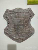 Nagy méretű, 32x28 cm falidísz magyar címer, relief, dombormű