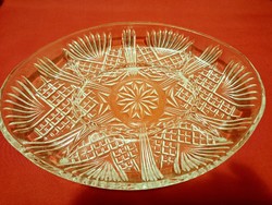 Üveg, kristály kínánáló tál, ovális asztalközép, 5 részes (nagy)
