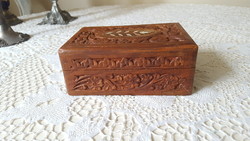 Carved rosewood gift box with bone inlay