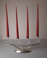 Vintage 4-branch candle holder with candles