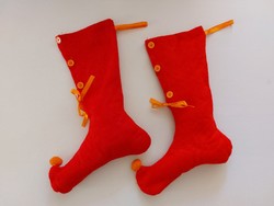 Fireplace socks tufted red Christmas elf socks 2 pcs