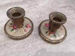 2 pcs. Copper candle holder with tapestry insert