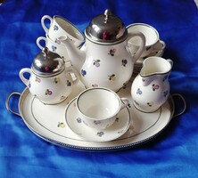 Old porcelain tea set with tray