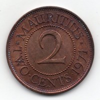 Mauritius 2 cent, 1971, aUNC