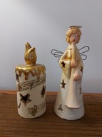 Christmas ceramic candle holder angel candle 2 pcs