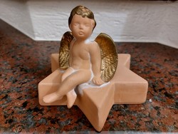 Christmas ceramic angel star candle holder