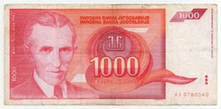 Jugoszlávia 1000 jugoszláv Dinár, 1992
