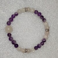 Amethyst/rose quartz adult size rubber bracelet