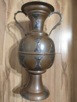 Huge red copper floor vase, goblet