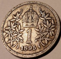N/023 - 1895-ös, osztrák, ezüst Ferenc József 1 koronás