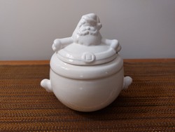 Christmas sugar bowl ceramic Santa Claus white bonbonier Santa Claus