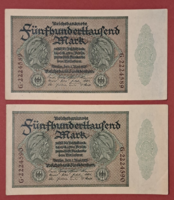 Serial number 1923. Germany / Weimar Republic 500,000 /Five hundred thousand marks