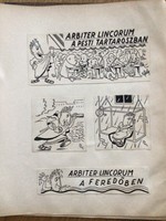 Göböly Sándor 4 db eredeti karikatúra rajza a Szabad Száj c. lapba  29 x 16 cm lapméret