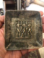 Old bronze ring holder, size 7 x 7 cm, a rarity.