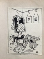 Original cartoon drawing by András Mészáros from the free mouth. In the paper