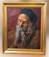 Bertalan Bodnár (1909-1985) portrait of an elderly man 60x50cm | bearded old man portrait