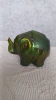 Zsolnay eozin art deco elefánt, 7 X 9,5 cm, jelzett