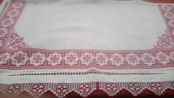 Antique cross-stitch Kalotaszeg embroidered drapery with azure cut, incredible beauty!