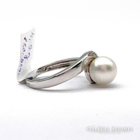 White gold ring with pearls - ek13