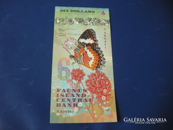 Faunus island $6 2020 butterfly flower ! Ouch! Rare fantasy paper money!