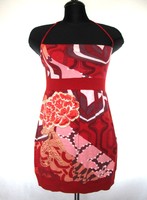 Original desigual (m) red spaghetti strap women's beautiful pocket dress