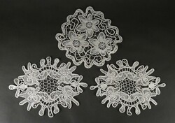 1K461 old crocheted lace tablecloth, 3 different pieces