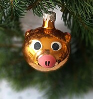 Old Sopron glass Christmas tree decoration piglet 6-7cm