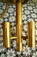 Small 70s 80s Gold Color Chandelier Minimalist Pendant Ceiling Light 3 Light