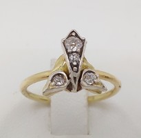 331T. Antique Art Nouveau brilliant 0.15Ct 14k gold 2.92G ring snow white flawless stones